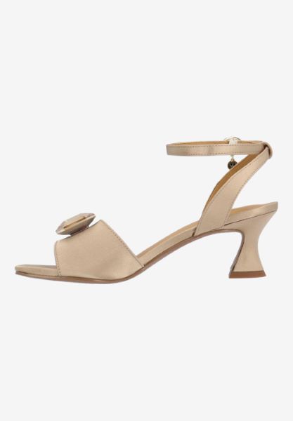 Left side view of Nickee BEIGE SATIN