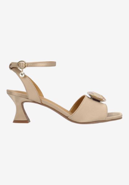 Right side view of Nickee BEIGE SATIN