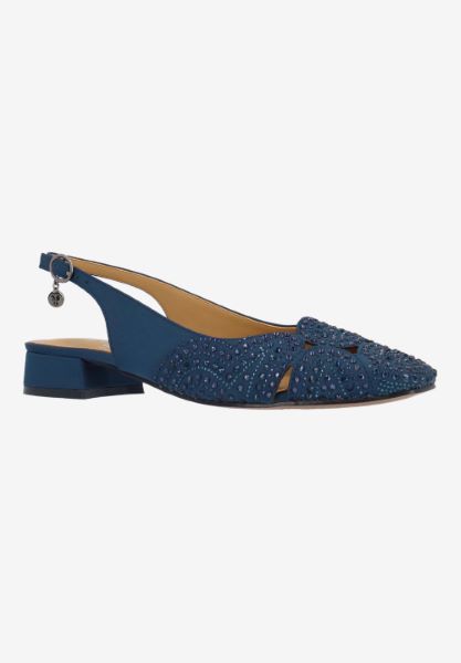 Front view of Nicolette NAVY SATIN/RHINESTONES