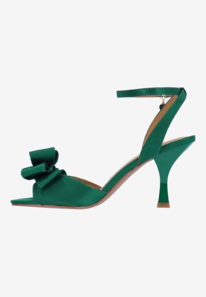Left side view of Nishia EMERALD GREEN SATIN