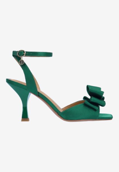 Right side view of Nishia EMERALD GREEN SATIN
