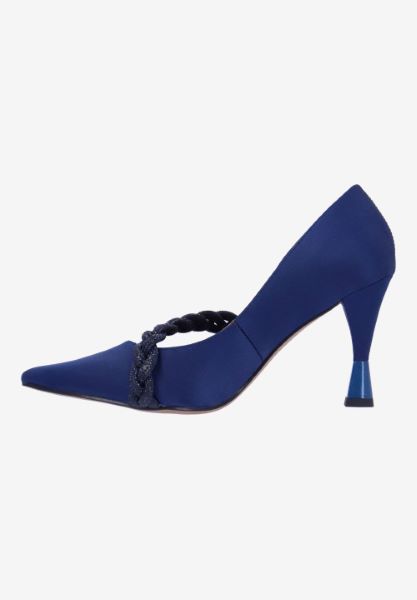Left side view of Nyomee NAVY SATIN