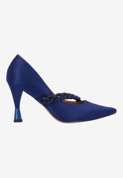 Right side view of Nyomee NAVY SATIN