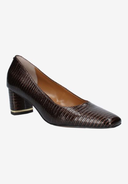 Front view of Olivienne COGNAC LIZARD PRINT