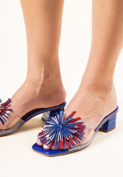 Lifestyle image of Ozara CLEAR/BLUE/WHITE/RED PATENT