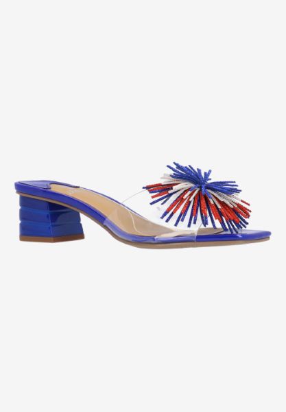 Front view of Ozara CLEAR/BLUE/WHITE/RED PATENT