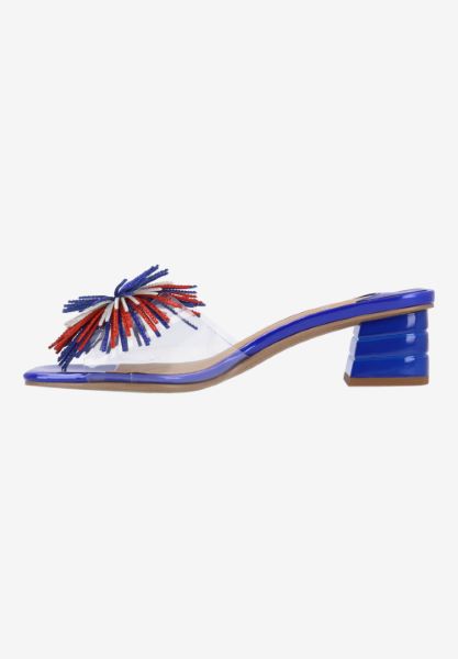 Left side view of Ozara CLEAR/BLUE/WHITE/RED PATENT