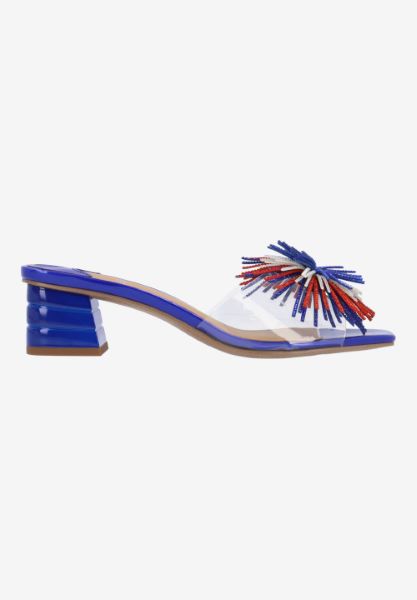 Right side view of Ozara CLEAR/BLUE/WHITE/RED PATENT