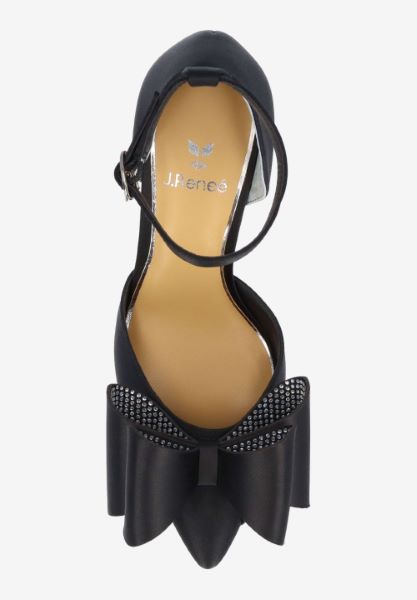 Top view of Pammie BLACK SATIN/CLEAR STONES
