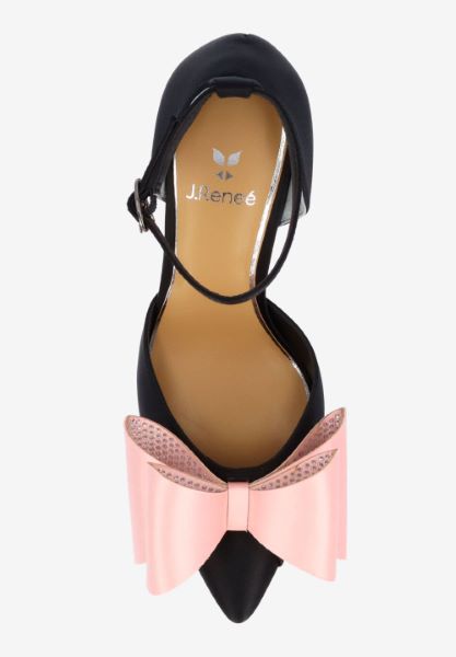 Top view of Pammie BLACK/PINK SATIN/STONES