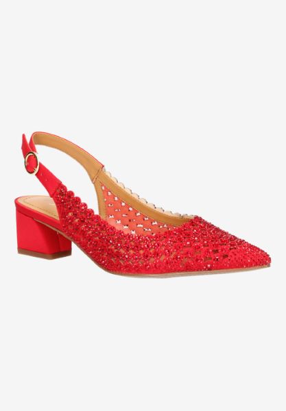 Front view of Pranil RED SATIN