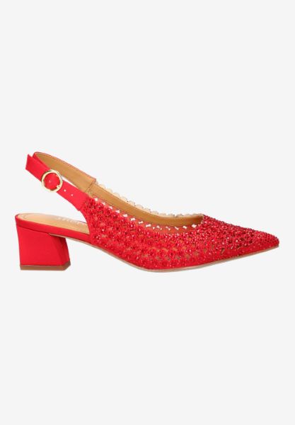 Right side view of Pranil RED SATIN