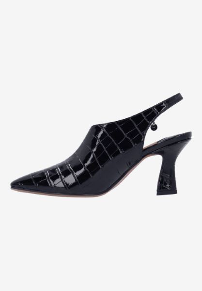 Left side view of Prissy BLACK CROCO EMBOSSED