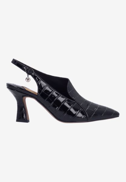 Right side view of Prissy BLACK CROCO EMBOSSED