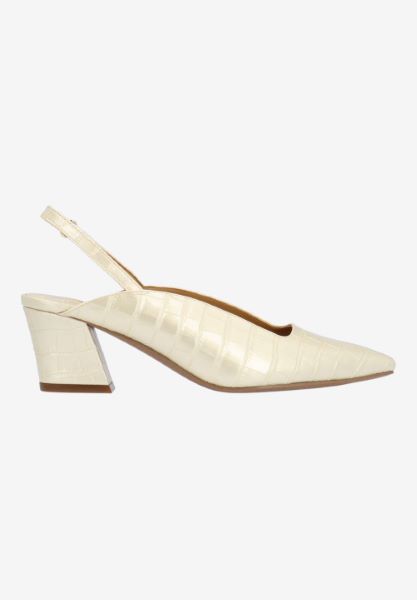 Right side view of Stasia PEARL BEIGE CROCO EMBOSSED
