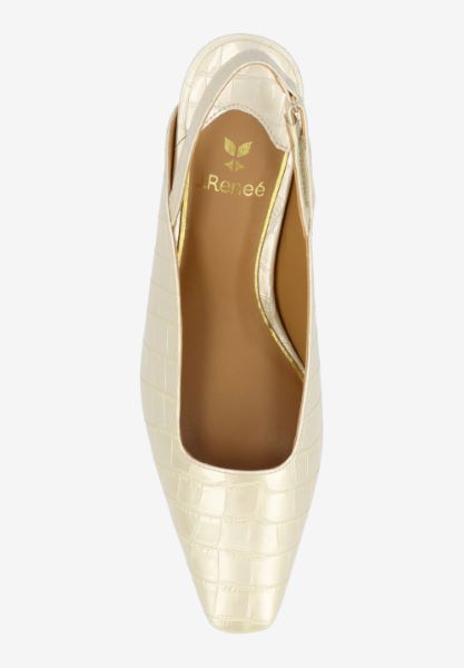 Top view of Stasia PEARL BEIGE CROCO EMBOSSED