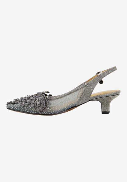 Left side view of Strovanni PEWTER GLITTER/SNOW DOT