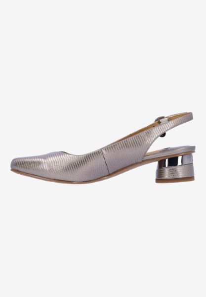 Left side view of Taveta PEWTER LIZARD PRINT