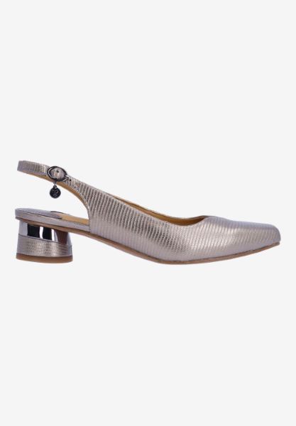 Right side view of Taveta PEWTER LIZARD PRINT
