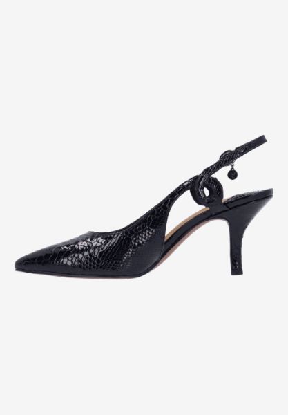 Left side view of Tindra BLACK SNAKE EMBOSSED