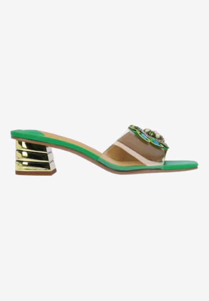 Right side view of Torti CLEAR/GREEN VINYL/PATENT