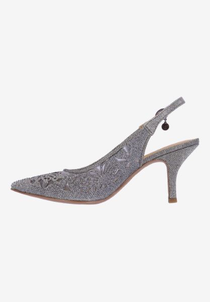 Left side view of Vanani PEWTER GLITTER/STONES