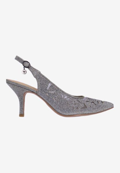Right side view of Vanani PEWTER GLITTER/STONES