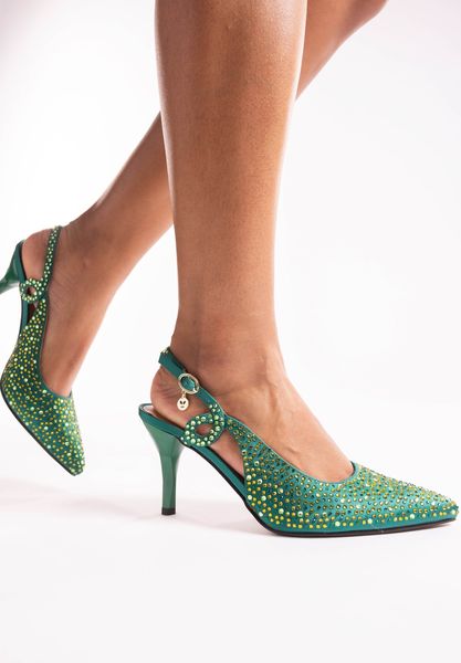Lifestyle image of Viviene EMERALD GREEN OMBRE SATIN/STON