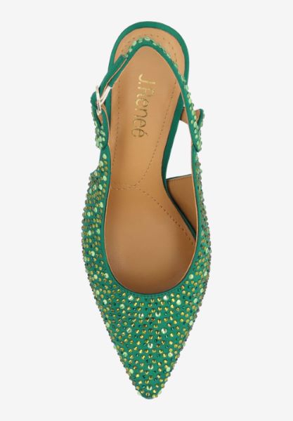 Top view of Viviene EMERALD GREEN OMBRE SATIN/STON
