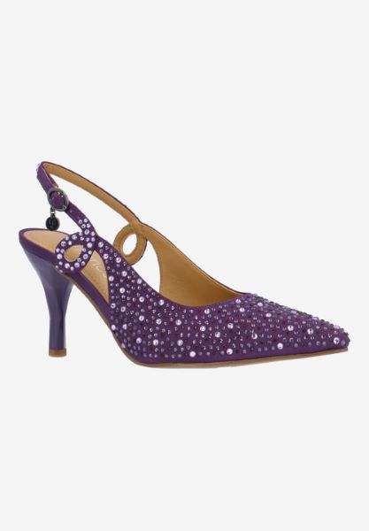 Front view of Viviene PURPLE OMBRE SATIN/STONES