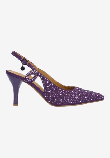 Right side view of Viviene PURPLE OMBRE SATIN/STONES