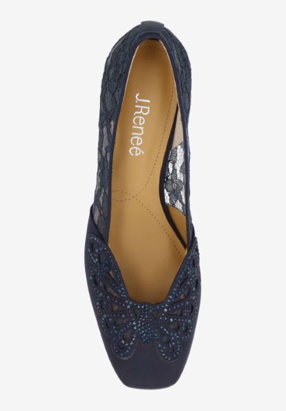 Top view of Zofia NAVY SATIN/MESH/STONES