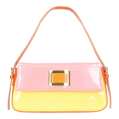 Right side view of #10523 PINK/YELLOW/ORANGE PATENT