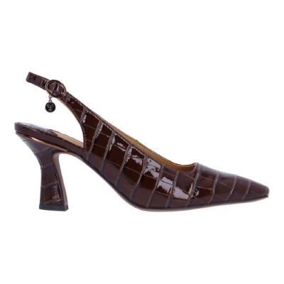 Right side view of Delah BROWN CROCO EMBOSSED