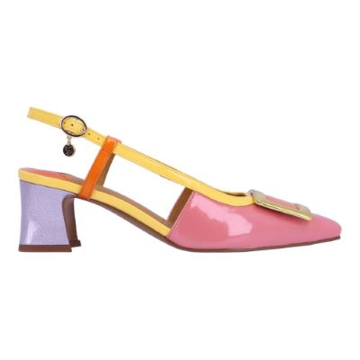 Right side view of Kellen PINK/YELLOW/ORANGE PATENT