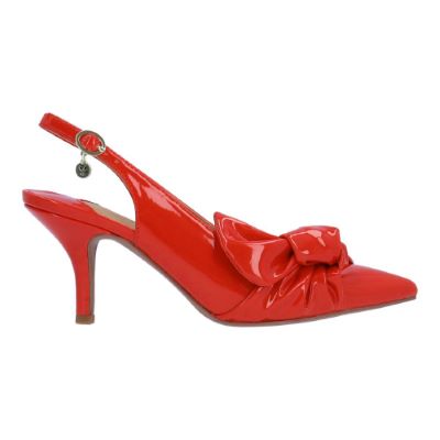 Right side view of Lenore RED PATENT