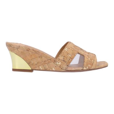 Right side view of Zahra NATURAL/GOLD CORK/MESH