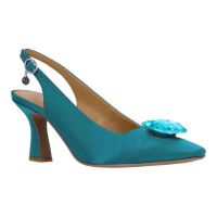 Front view of Saskia AQUA BLUE SATIN