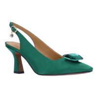 Front view of Saskia EMERALD GREEN SATIN