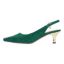 Left side view of Ferryanne EMERALD GREEN SATIN/STONES