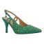 Front view of Viviene EMERALD GREEN OMBRE SATIN/STON