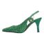 Left side view of Viviene EMERALD GREEN OMBRE SATIN/STON